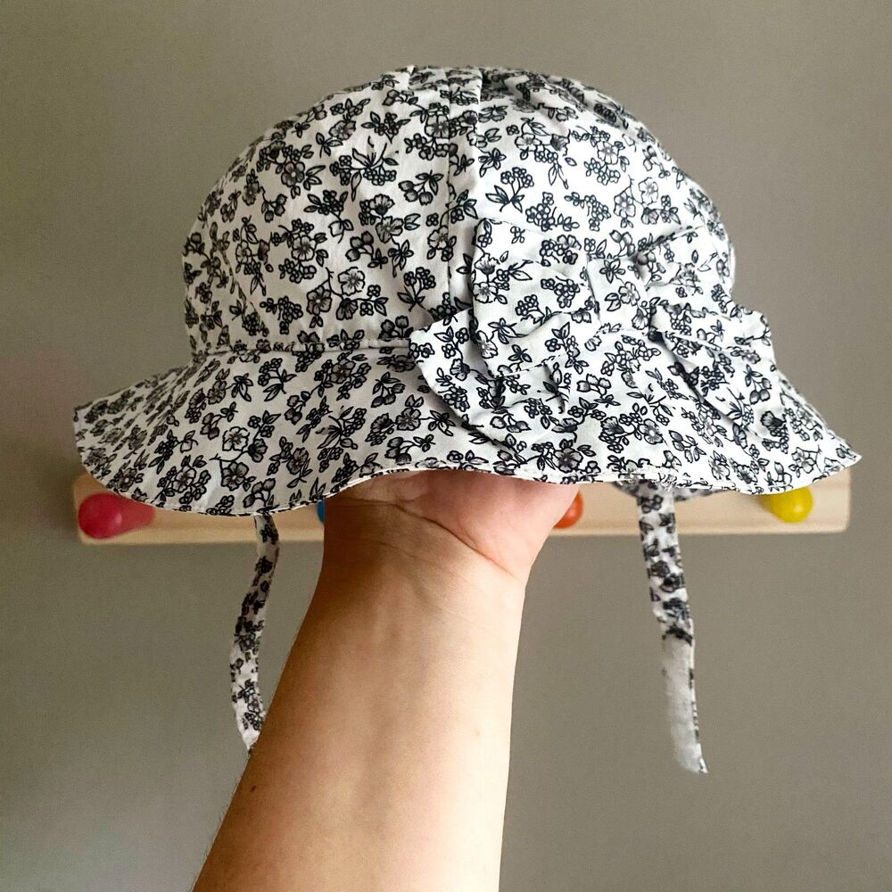 Janie and Jack Black + White Floral Sunhat w/ Bow